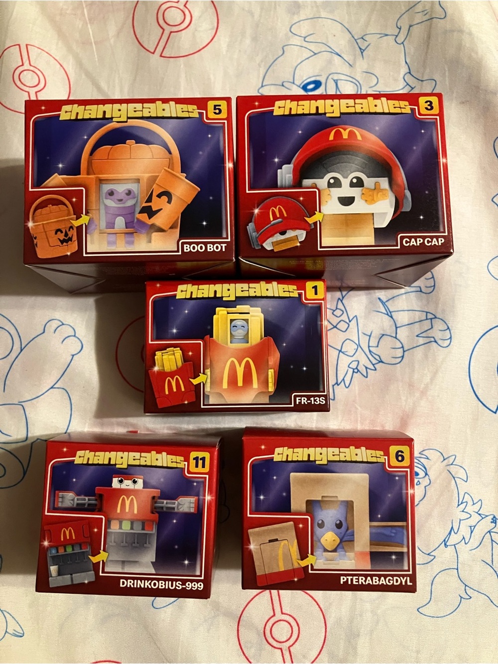 McDonald's Changeables Toy Boxes in Red, Yellow and Blue